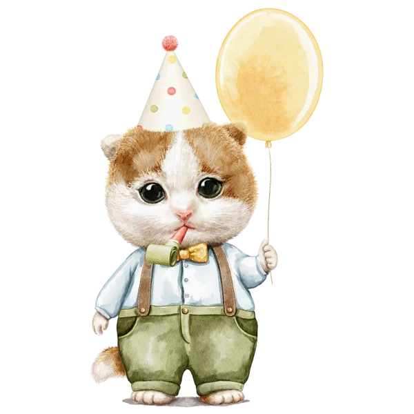 Väggdekor barn med en Kalaspojke med hatt och ballong.
