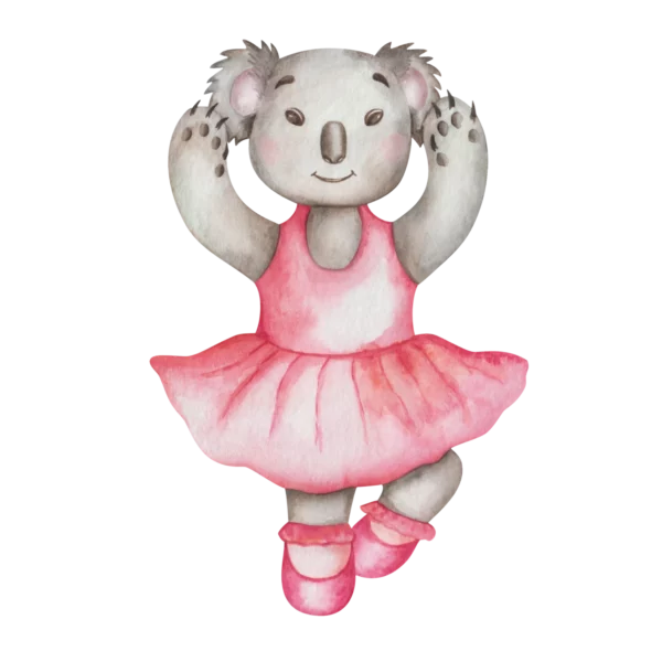 Väggdekor barn med en koala som är en ballerina