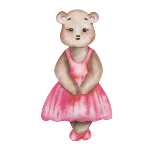 Väggdekor barn med en björn som är en ballerina