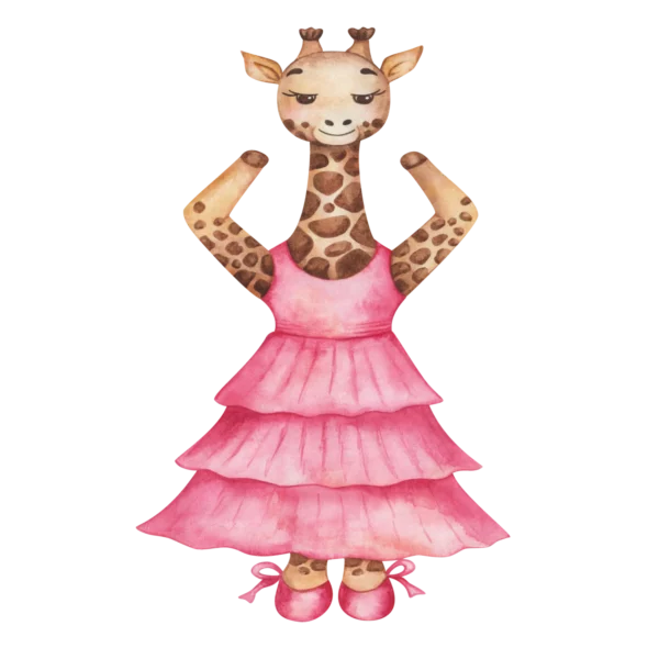 Väggdekor barn med en giraff som är en ballerina