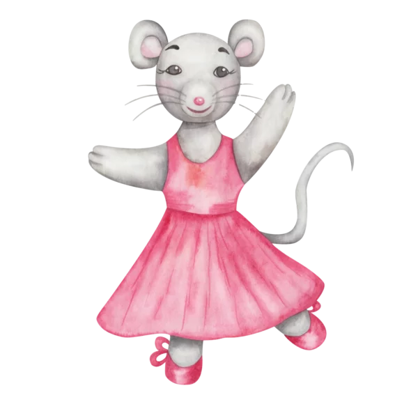 Väggdekor barn med en mus som är en ballerina