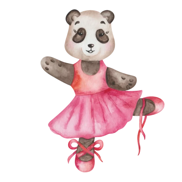Väggdekor barn med en panda som är en ballerina