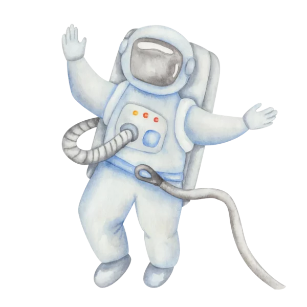 Väggklistermärken med en stor vit astronaut som svävar i rymden