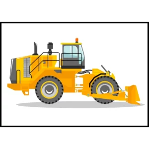 Barntavla som visar en bulldozer, perfekt poster för barnrum