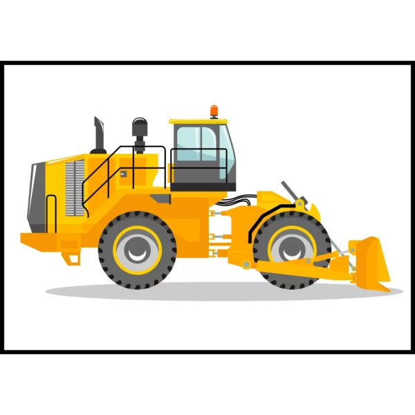 Barntavla som visar en bulldozer, perfekt poster för barnrum