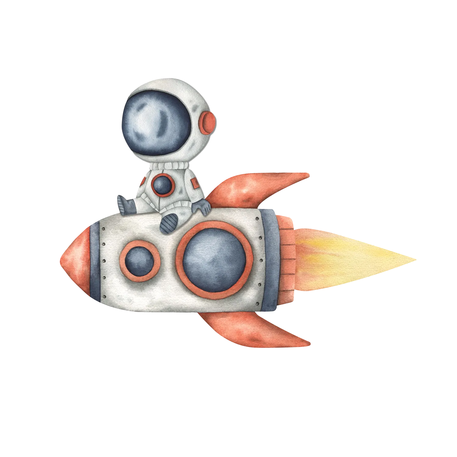 En astronaut som sitter på en raket