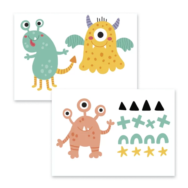 Wallstickers barn som visare ett upplägg på ark snälla monster, fina i barnrum