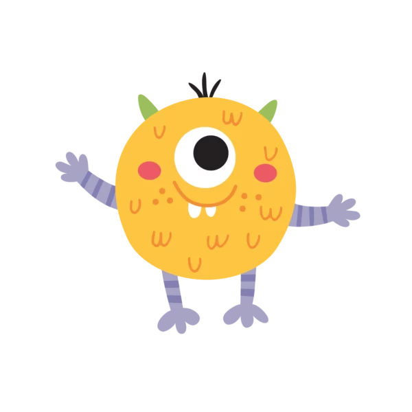 Wallstickers barn med ett runt gult snällt monster