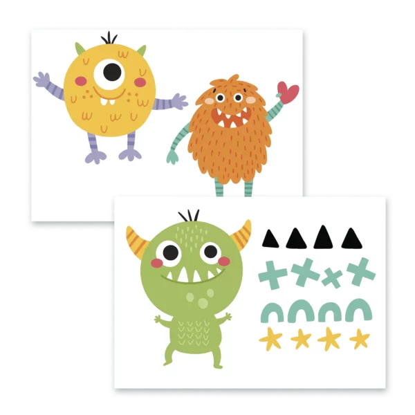 Wallstickers barn som visare ett upplägg på ark snälla monster, fina i barnrum