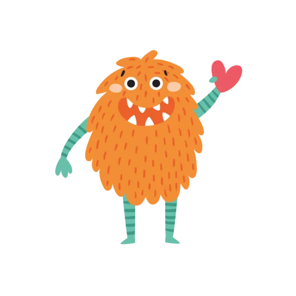 Wallstickers barn med ett fluffigt snällt monster