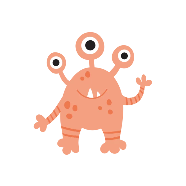 Wallstickers barn med ett snällt monster med tre ögon
