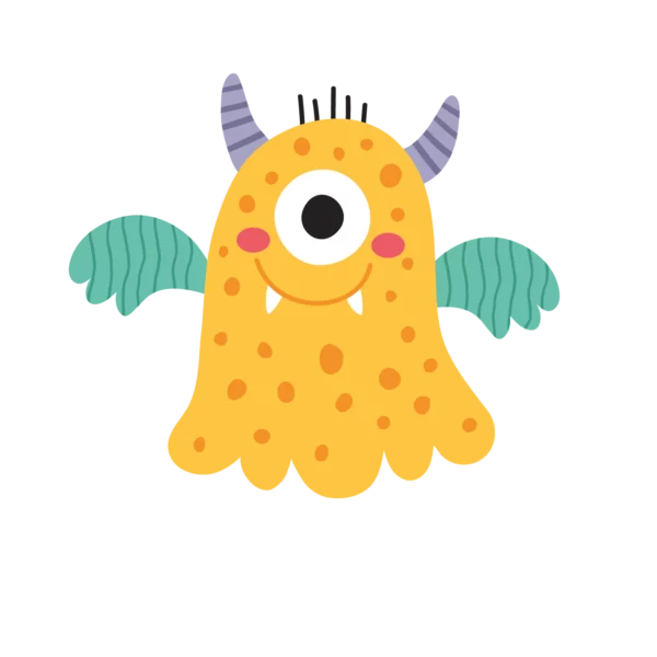 Wallstickers barn med ett gult snällt monster